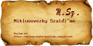 Miklusovszky Szalóme névjegykártya